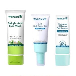 AM Skincare Routine with Face Wash 100 ml, Moisturizer 50 ml and Sunscreen for Oily & Sensitive Skin 50 gm Combo of 3
